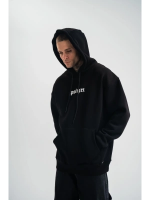 Kapşonlu Double Oversize Dijital Patchli SweatShirt - Siyah