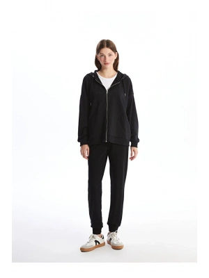 Kapüşonlu Düz Oversize Kadın Fermuarlı Sweatshirt