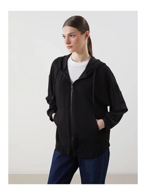 Kapüşonlu Oversize Kadın Fermuarlı Sweatshirt