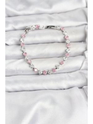 Kare Zirkon Taşlı Gümüş Renk Kadın Bileklik