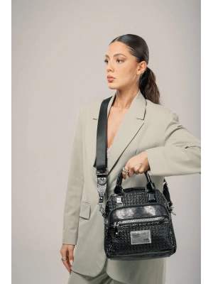 Karen Siyah Cilt Omuz Çantası