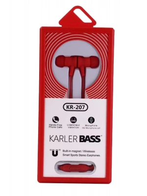 Karler Bass KR-207 Mıknatıslı Kablolu Kulaklık - Kırmızı