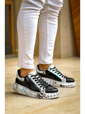 KB-02  Kuback Bağcıklı Crocodile Siyah Mavi Günlük Erkek Ayakkabı