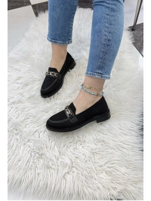 KB-021 Kuback Siyah Triko Siyah Taban U Toka  Günlük Kadın Ayakkabı