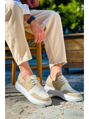 KB-042  Kuback Bağcıklı Bej Günlük Erkek Ayakkabı