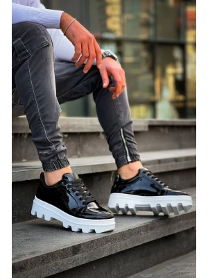 KB-056 Kuback Siyah Rugan Beyaz Yüksek Taban Günlük Spor Ayakkabı