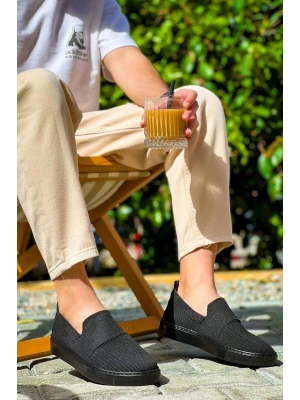 KB-114  Kuback Siyah Triko Siyah  Yüksek Taban Bağcıksız Günlük Erkek Ayakkabı