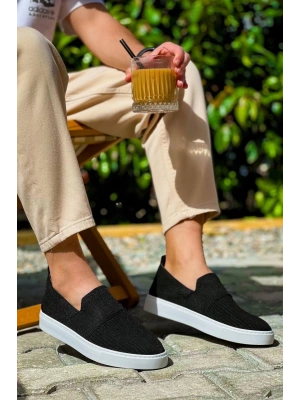 KB-114  Kuback Siyah Triko Yüksek Taban Bağcıksız Günlük Erkek Ayakkabı