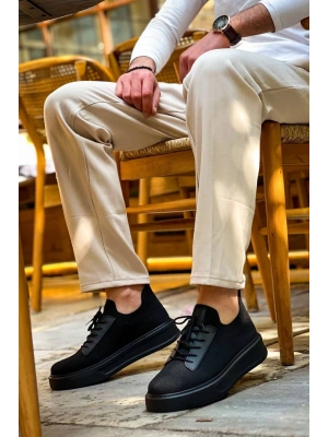 KB-116 Kuback Siyah Siyah Taban Bağcıklı Triko Günlük Erkek Ayakkabı