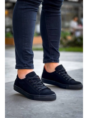 KB-122   Kuback Siyah Süet Siyah Yüksek Taban Bağcıklı Günlük Erkek Ayakkabı