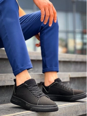 KB-X204 Kuback Siyah Keten Siyah Yüksek Taban Günlük Erkek Spor Ayakkabı