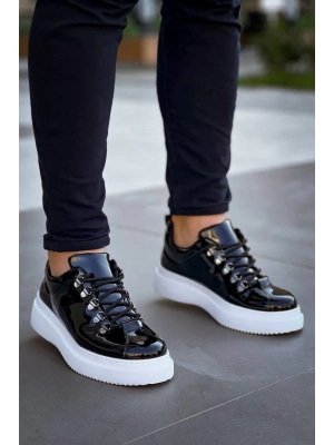 KB-X4  Kuback Siyah Rugan Yüksek Taban Bağcıklı Günlük Erkek Ayakkabı