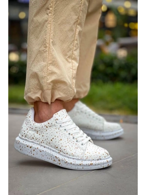 KB-X500  Kuback Beyaz Gold  Bağcıklı  Günlük Erkek  Ayakkabı