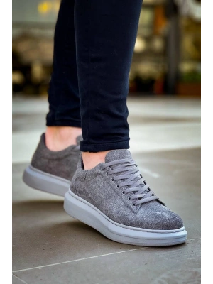 KB-X500  Kuback Gri Süet Yüksek Taban Bağcıklı Günlük Erkek Ayakkabı