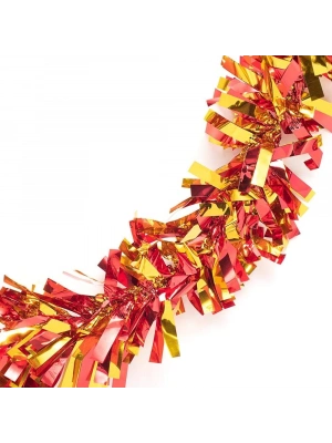 Kırmızı Altın Renk 6 cm Genişlik Garland Çift Renk Sim Süs 180 cm