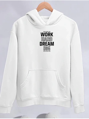 Kışlık Üç İplik Kapüşonlu SweatShirt - Beyaz