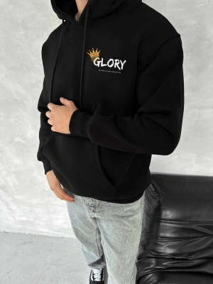 Kışlık Üç İplik Kapüşonlu SweatShirt - Siyah