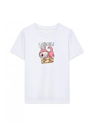 Kız Labubu Çocuk Baskılı T-Shirt - Beyaz
