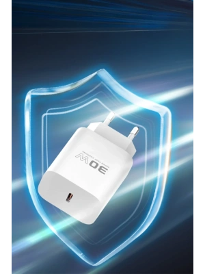 Konfulon C87C 30W Type-C Çıkışlı Ekstra DL51 1M Type-C to Type-C Kablolu PD Şarj Cihazı - Beyaz