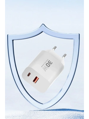 Konfulon C89Q 1 Adet 30W Type-C ve 1 Adet 22.5W USB Çıkışlı Ekstra DL49 1M USB to Type-C Kablolu PD Şarj Cihazı - Beyaz