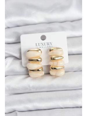 Krem Renk Pirinç Vintage Kadın Küpe