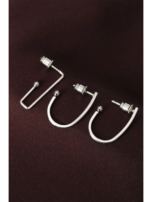 küpeGeometrik Model Gümüş Renk Metal Çoklu Küpe