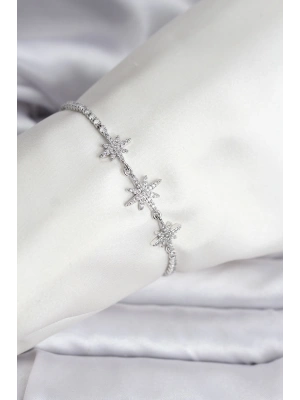 Kutup Yıldızı Model Zirkon Taşlı Gümüş Renk Su Yolu Kadın Bileklik