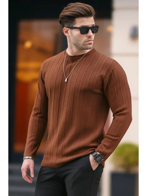 erkek geniş kalıp premium kalite kışlık tarz bisiklet yaka oversize triko kazak