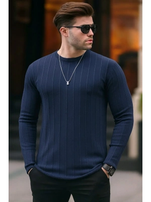 erkek geniş kalıp premium kalite kışlık tarz bisiklet yaka oversize triko kazak