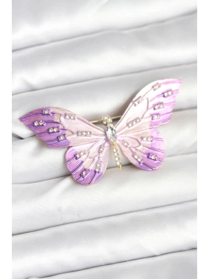 Lila Renk Kelebek Model Broş