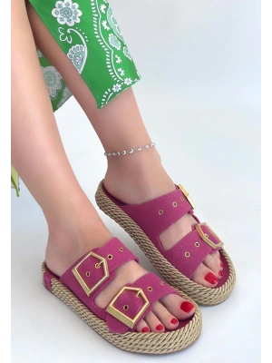 Loera Pemba Nubuk Çift Tokalı Terlik