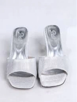 Luart Gümüş Simli Topuklu Terlik