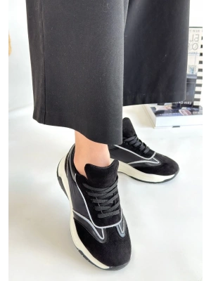 Mark Siyah Cilt Bağcıklı Spor Ayakkabı