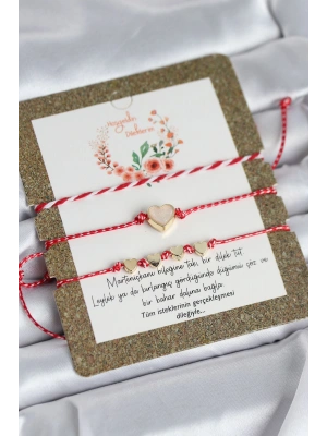 Marteniçka Bileklik 3lü Beyaz Mineli Kalp Model