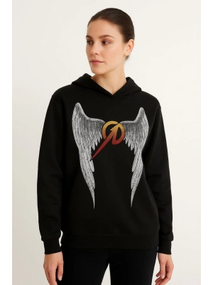 Metallica İki İplik Kapüşonlu Ön ve Arka Baskılı hoodie - Siyah