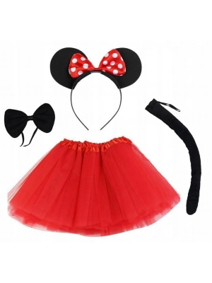 Minnie Mouse Kostüm Seti Etek Taç Kuyruk Papyon Gösteri Seti