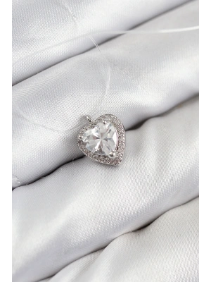 Misineli Kalp Model Gümüş Renk Hayalet Kolye