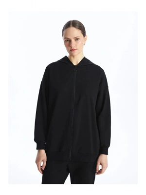 Modest Kapüşonlu Düz Uzun Kollu Kadın Fermuarlı Sweatshirt