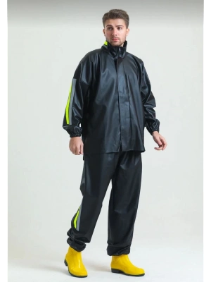 Motorcu Kurye Su Geçirmez Yağmurluk Takım - Siyah