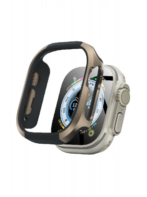 Movenchy Apple Watch Ultra 49mm MO-WT3 Alüminyum Camlı Kasa Ekran Koruyucu - Gold