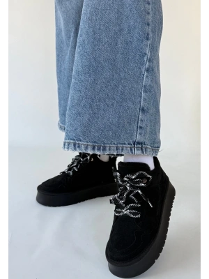 Muden Siyah Süet Bağcıklı Bot