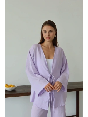 Müslin kumaş kimono lila pt