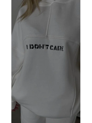 Nakış İşlemeli Üç İplik Sweat Takım- Beyaz