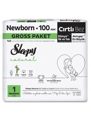 Natural Bebek Bezi Gross Paket 1 Beden 2-5 Kg 100 Adet