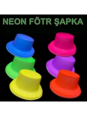 Neon Partisi Turuncu Renk Plastik Fötr Şapka