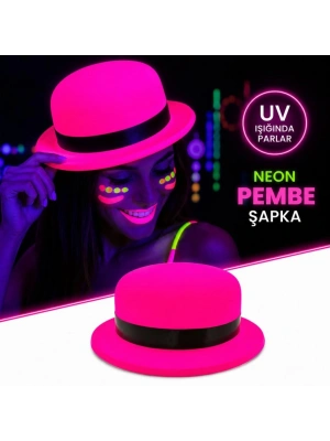 Neon Pembe UV Parti Şapkası Plastik