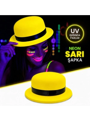 Neon Sarı UV Parti Şapkası Plastik