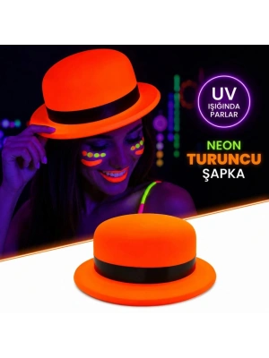 Neon Turuncu UV Parti Şapkası Plastik