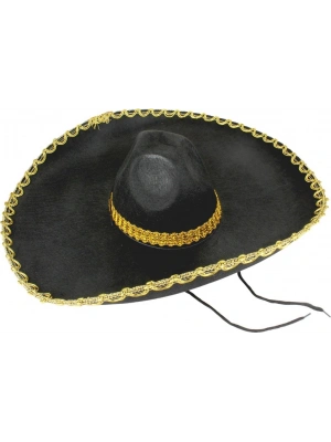 NessiWorld Sombrero Meksika Şapkası Mariachi Altın Şeritli Yetişkin Boy