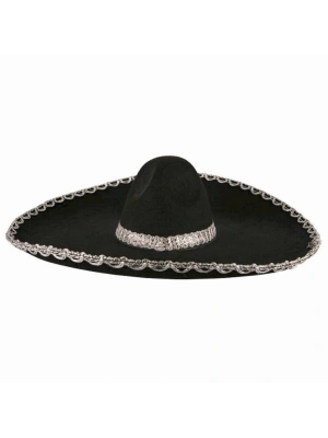 NessiWorld Sombrero Meksika Şapkası Mariachi Gümüş Şeritli Yetişkin Boy